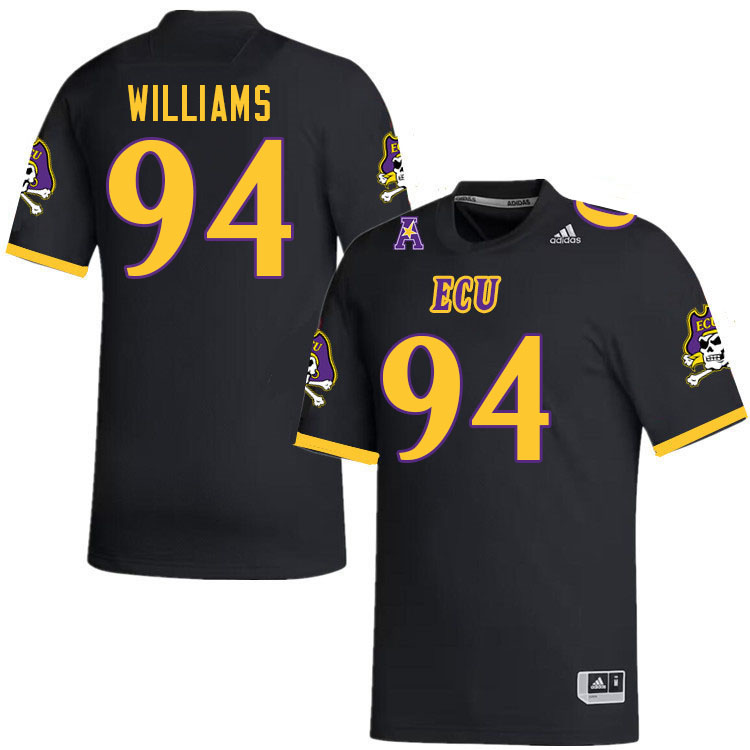 Men #94 Javon Williams ECU Pirates College Football Jerseys Stitched-Black